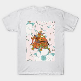 Elephant print in Phad art and Lord Krishna T-Shirt